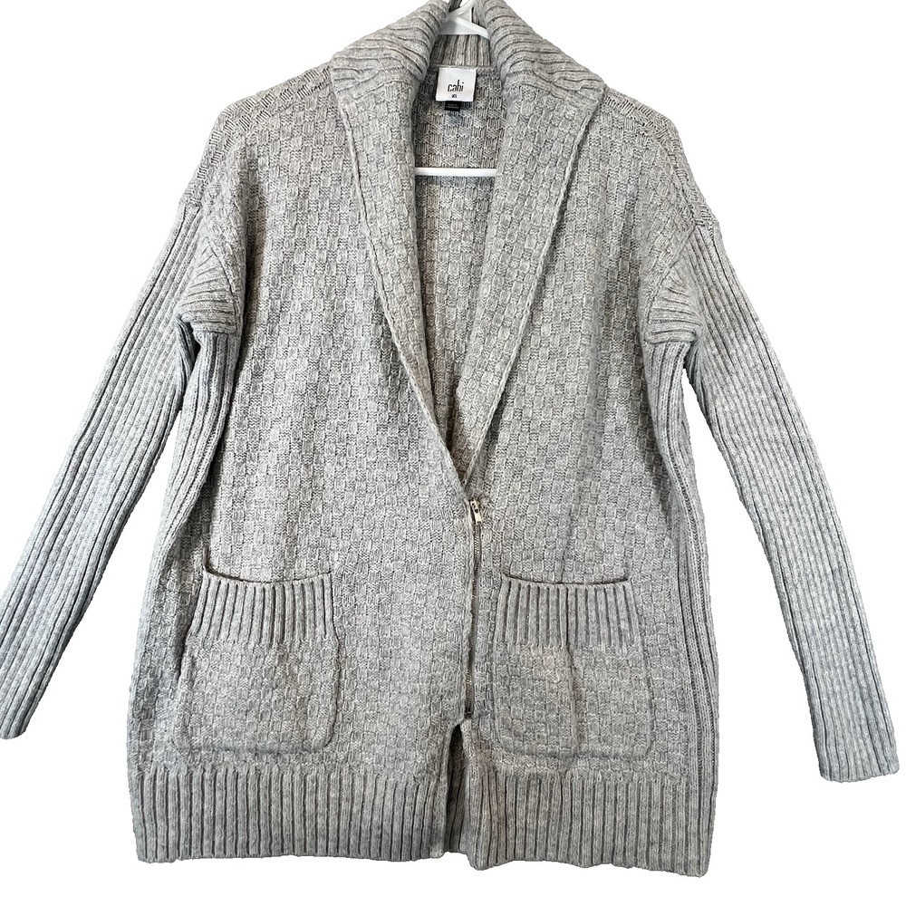 Cabi Zip Cardigan Sweater Heather Gray Fall '23 #4466‎ Size XS super soft